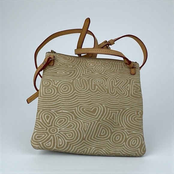 Dooney & Bourke North South Graffiti Logo Beige & White Triple Compartment Bag - Picture 6 of 15